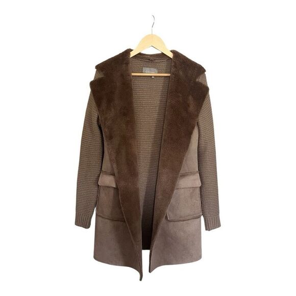 Anthropologie Piper Sweater Coat Suede Knit Brown Small - Picture 2 of 8